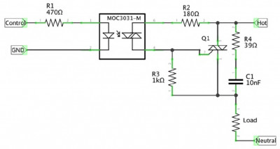 Switching AC circuits using an optocoupler with zero crossing switching circuitry