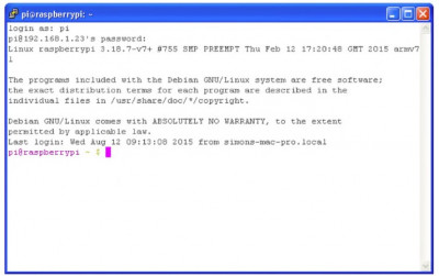 remote control of Raspberry Pi via SSH protocol