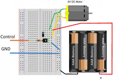 Layout of breadboard for motor experiments