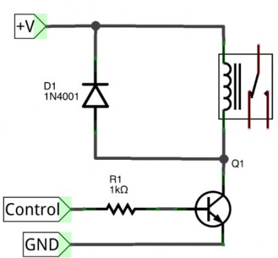 Using a small transistor to switch relays