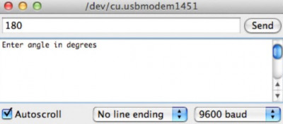 Controlling Servo Motor Position Using the Serial Port Monitor