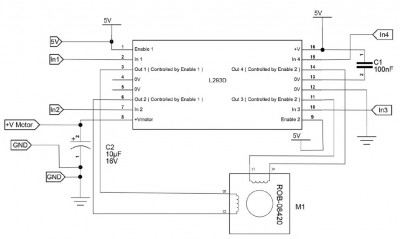 Circuit diagram for controlling a bipolar stepper motor